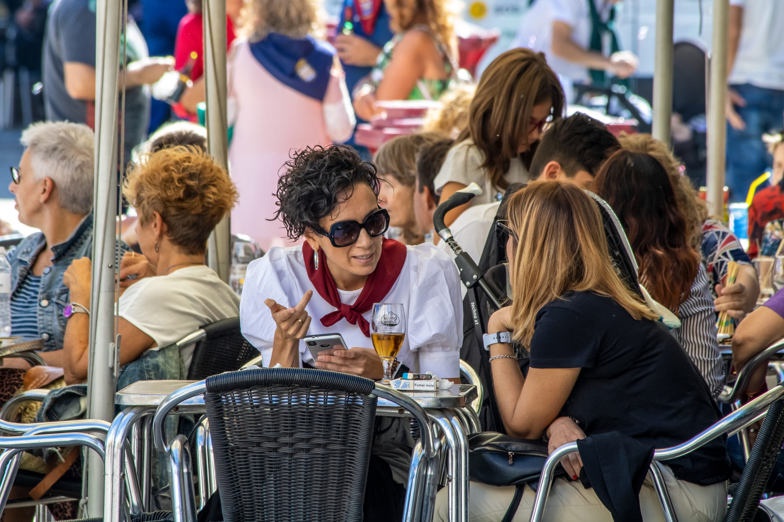 Enjoying the wine at a street cafe at the Fiesta de San Mateo