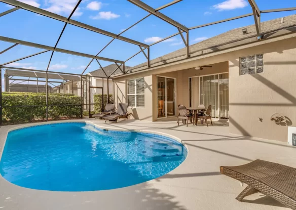 Covered pool next to home