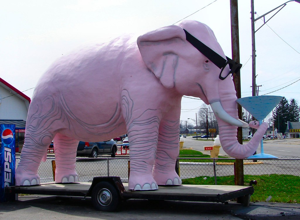 Martini Loving Pink Elephant