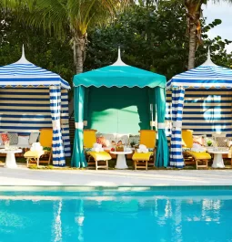 poolside tents with chairs