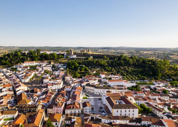 Bird's eye view of Evora and surrounding villages