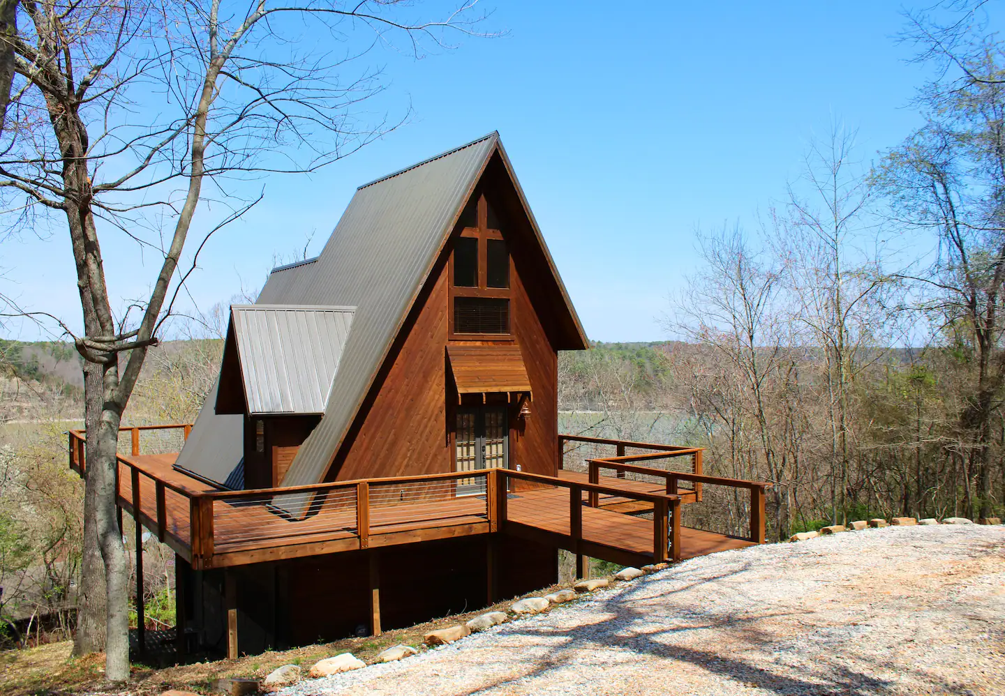 A-Frame Treehouse Cabin with Beaver Lake View