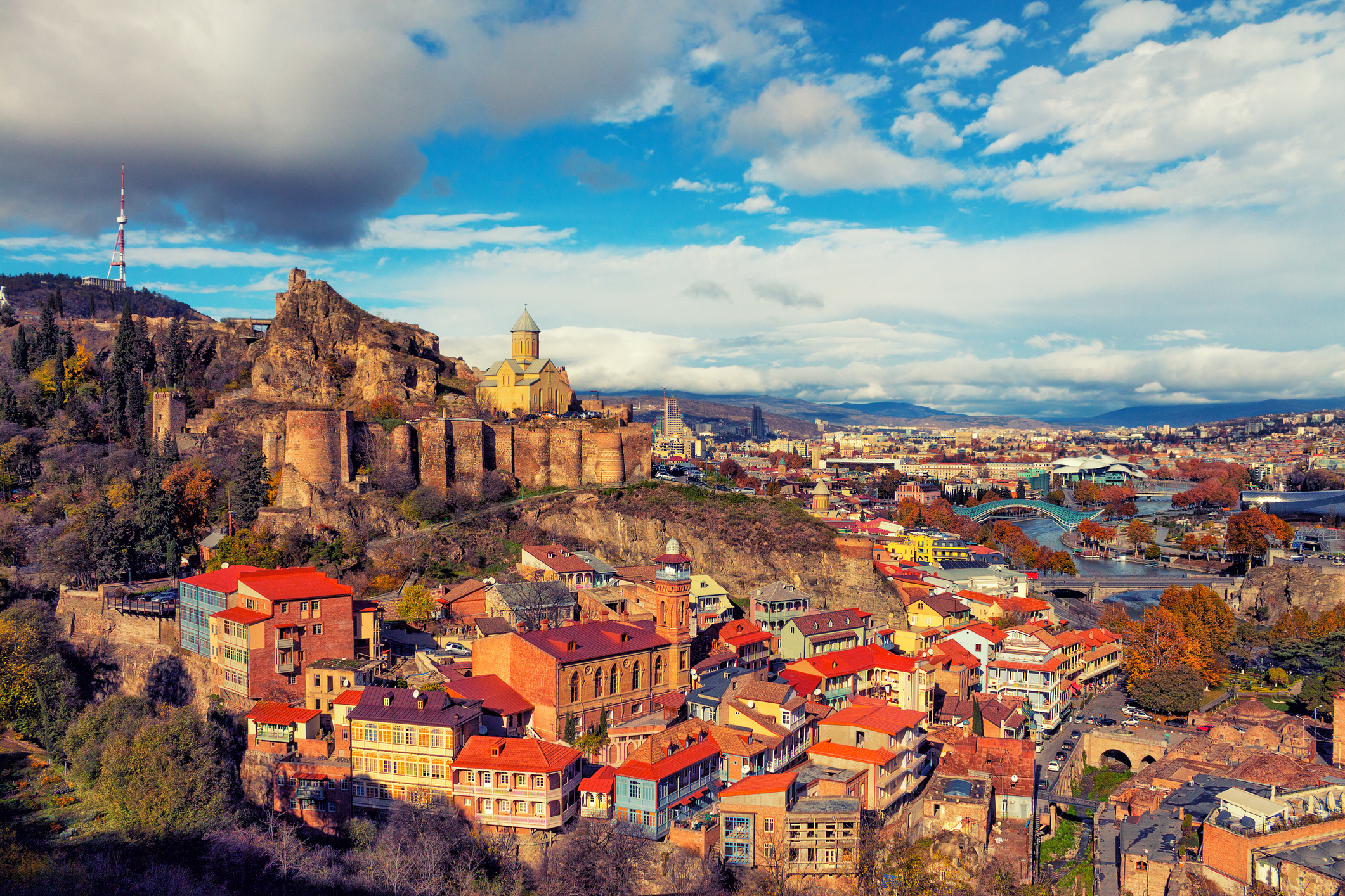 Panoramic View of Tbilisi at Sunset