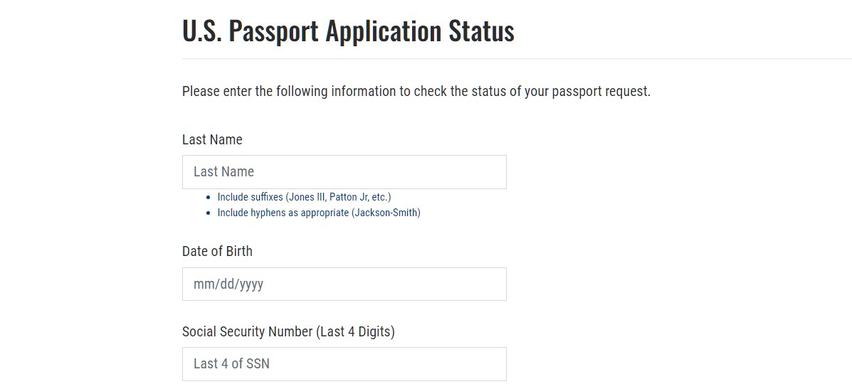 U.S. Passport Application Status