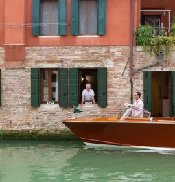 Boat on canal by rental home