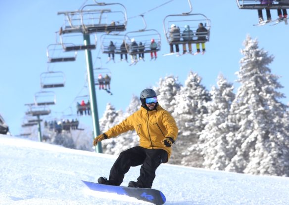 snowboarder at Seven Springs Ski Resort