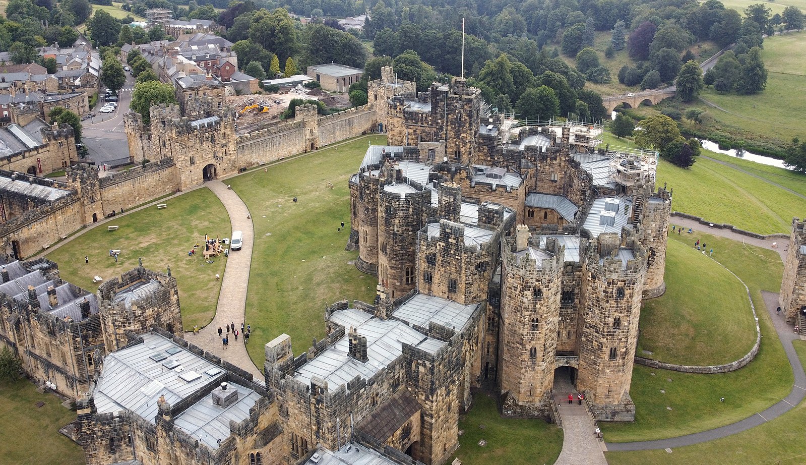 Aerial view of Alnwick Castle