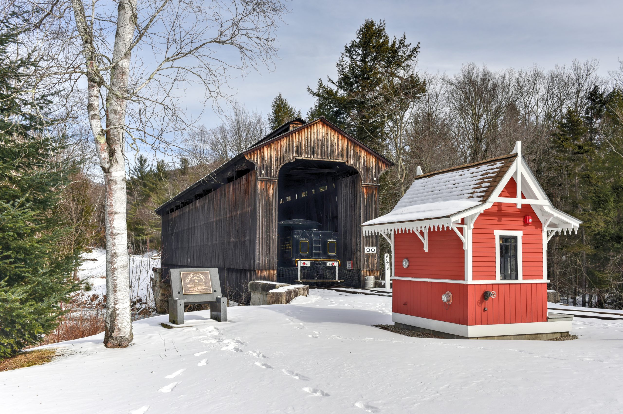 covered bridge in Lincoln, New Hamsphire