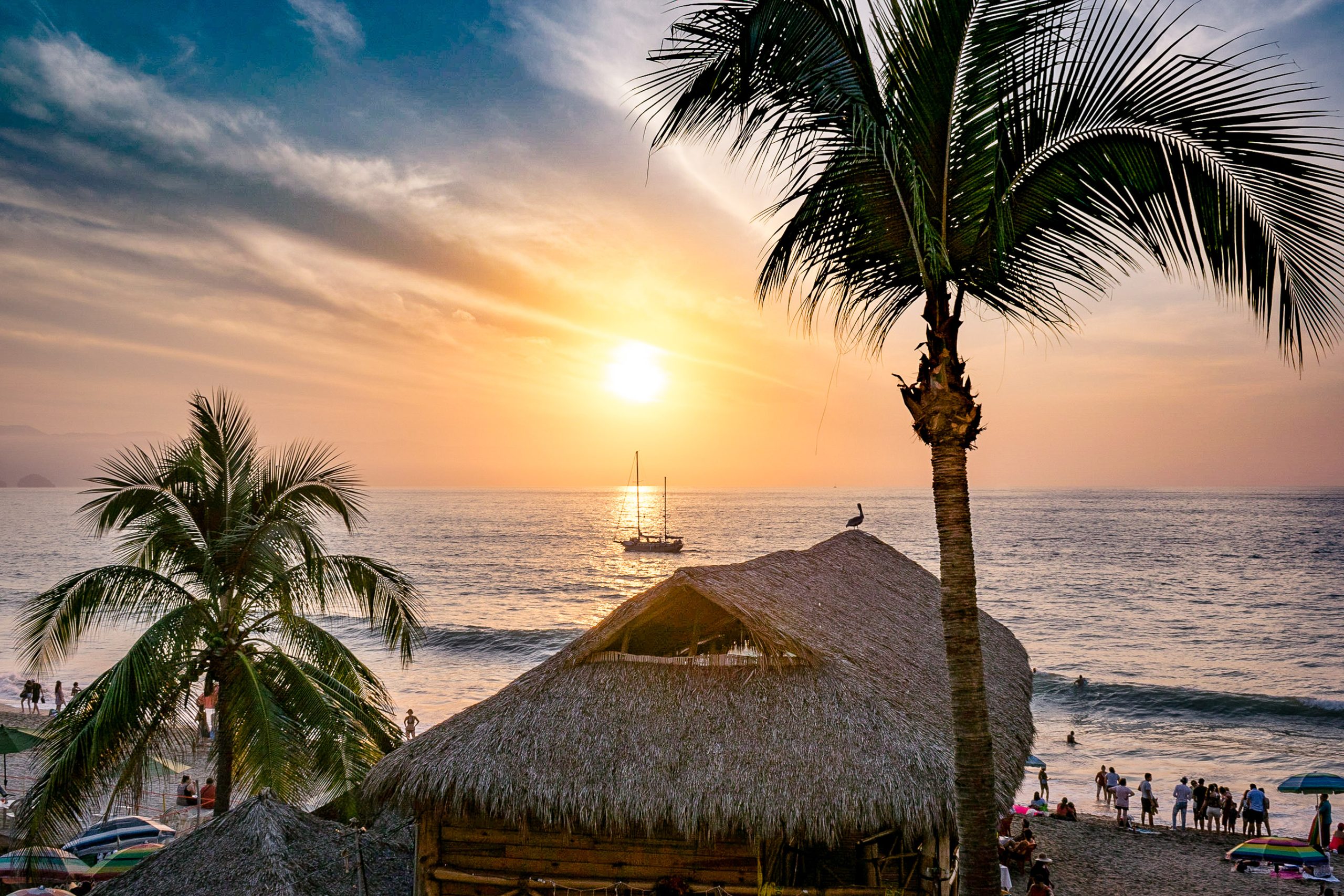 Puerto Vallarta beach at sunset