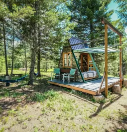 A-frame cabin out in nature