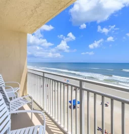 Condo balcony overlooking ocean