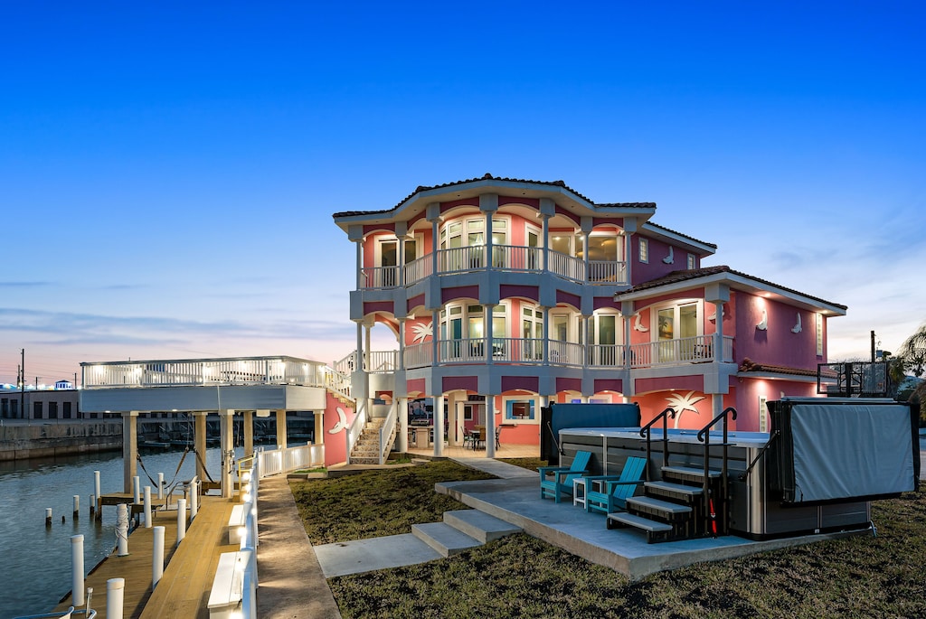 Bayfront home with dock, WiFi, private hot tub, & central AC