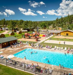 aerial view of Mount Rushmore KOA at Palmer Gulch Resort