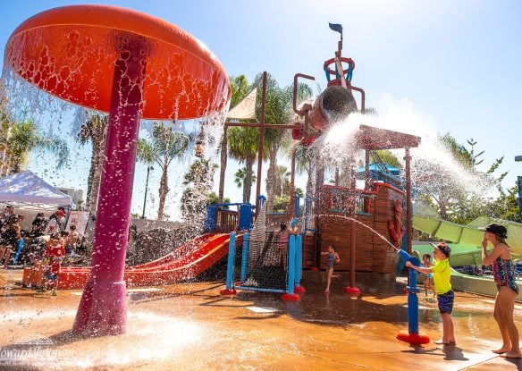 Kids playing at a hotel water park