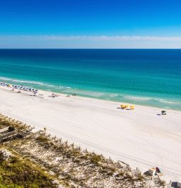 white sandy beaches and emerald blue waters of the panhandle in Destin, Florida