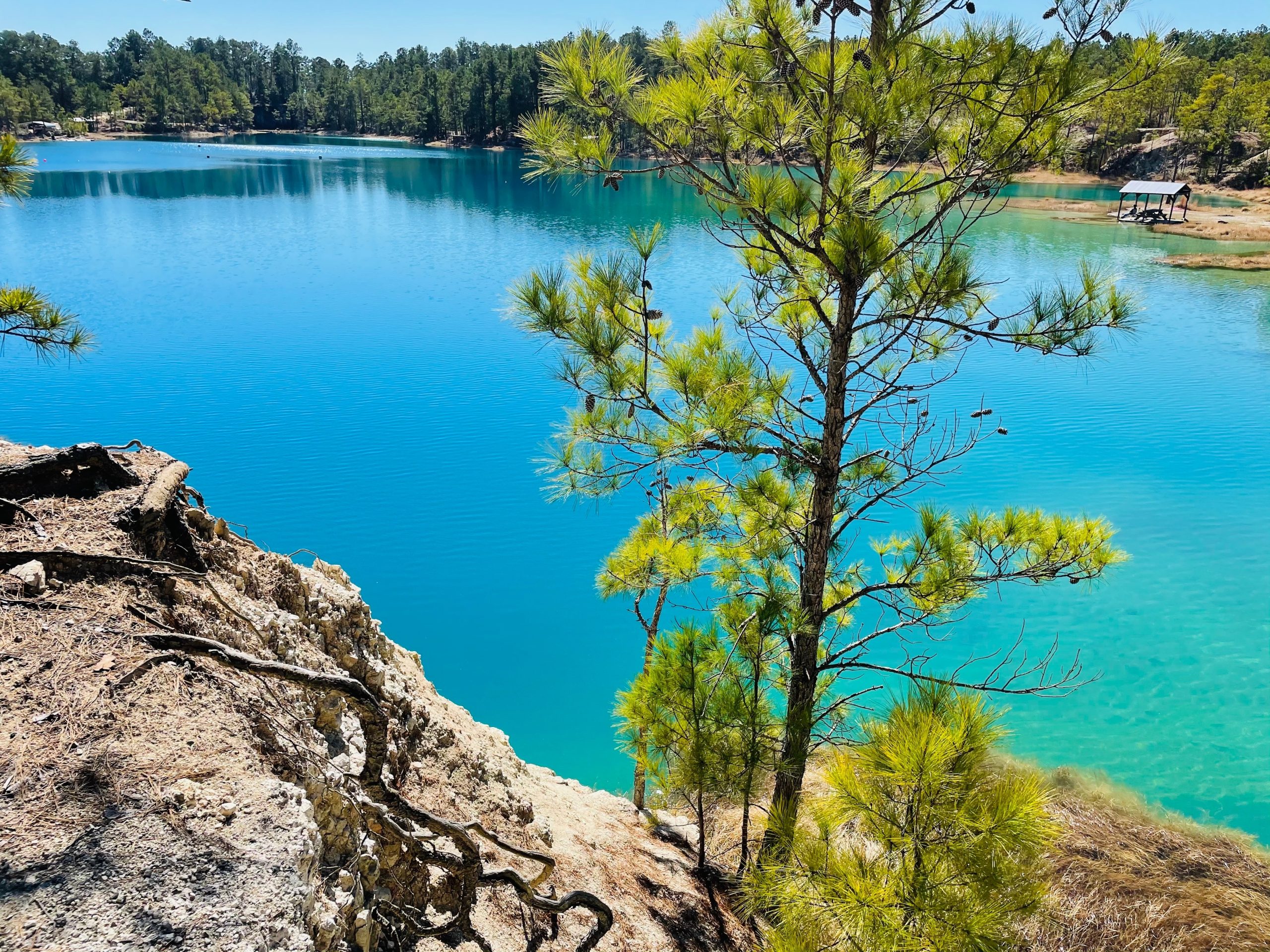 Crystal clear water of Blue Lagoon in Huntsville, Texas