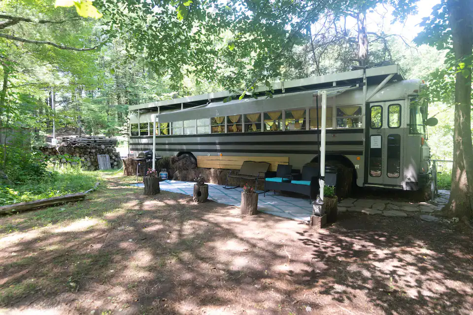 A converted bus experience in a tiny home community 