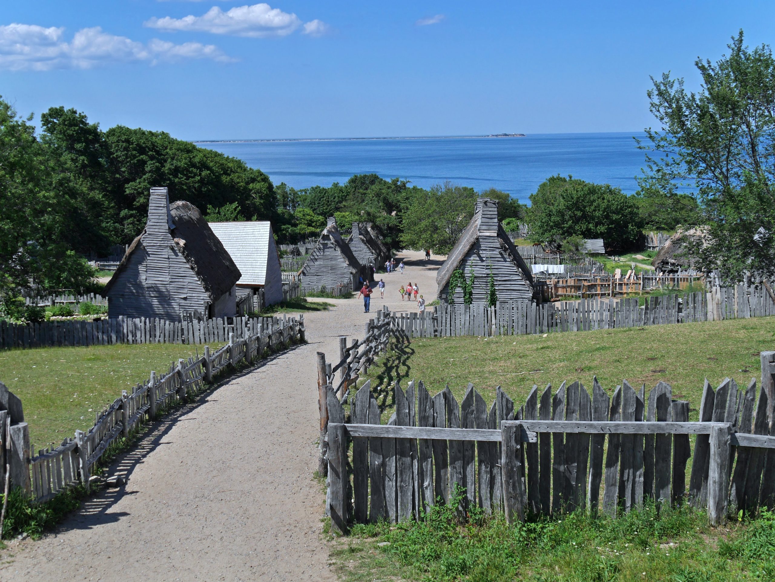 Historical recreation of the pilgrim settlement in Plymouth, Massachusetts